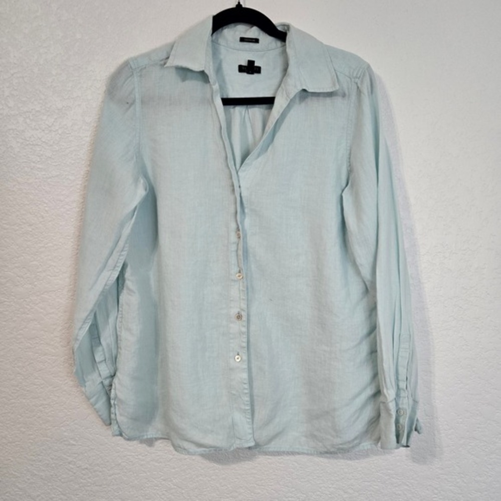 Talbots Light Blue Button-Down Linen Shirt